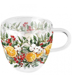 Double-walled glass 0.2 L Winter oranges