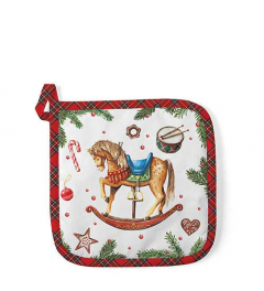 Potholder Classic rocking horse white