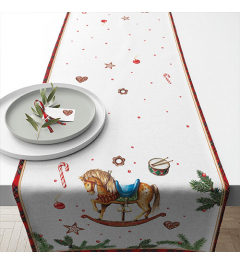 Table runner 40x150 cm Classic rocking horse white
