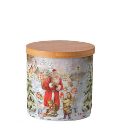 Storage jar small Santa bringing presents