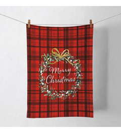 Kitchen towel Christmas plaid red