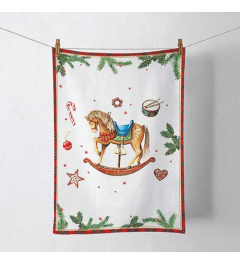 Kitchen towel Classic rocking horse white