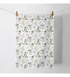 Kitchen towel Forest gnomes white