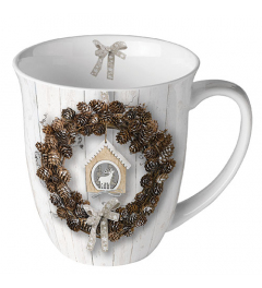 Mug 0.4 L Pine cone wreath