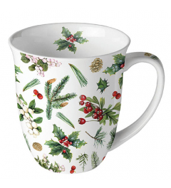 Mug 0.4 L Winter greenery white