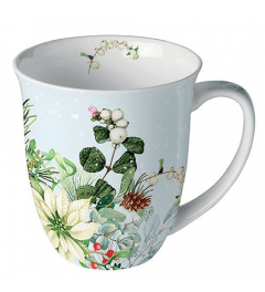 Mug 0.4 L White poinsettia