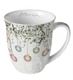 Mug 0.4 L Floral Christmas grey