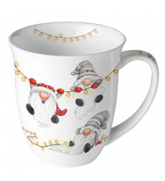 Mug 0.4 L Gnomes on the light chain white