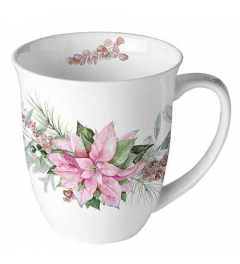 Mug 0.4 L Pink poinsettia