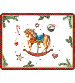 Placemat Classic rocking horse white