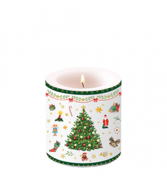 Candle small Christmas evergreen white