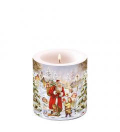 Candle small Santa bringing presents