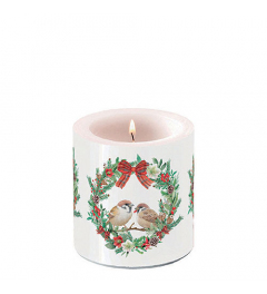 Candle small Sparrows in wreath