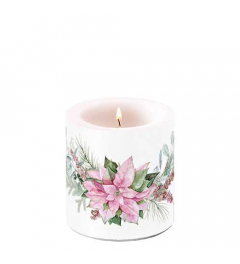 Candle small Pink poinsettia