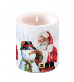 Candle medium Santa and snowman