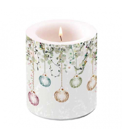 Candle medium Floral Christmas grey