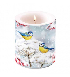 Candle medium Birds in the snow