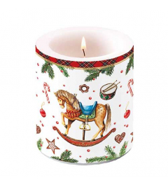 Candle medium Classic rocking horse white