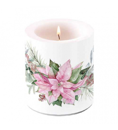 Candle medium Pink poinsettia