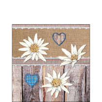 Napkin 25 Edelweiss on wood FSC Mix