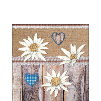 Napkin 25 Edelweiss on wood FSC Mix