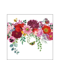 Napkin 25 Flower border white FSC Mix