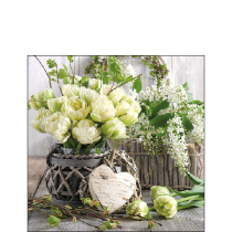 Napkin 25 White tulips FSC Mix