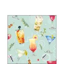 Napkin 25 Cocktail party aqua FSC Mix