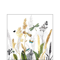 Napkin 25 Ornamental flowers white FSC Mix