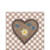Napkin 25 Edelweiss heart brown FSC Mix