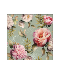 Napkin 25 Peonies composition green FSC Mix