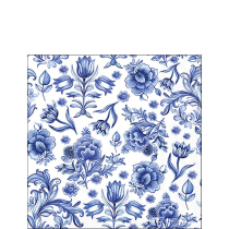Napkin 25 Delft Blue flowers FSC Mix