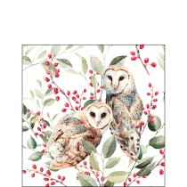 Napkin 25 Barn owl couple white FSC Mix