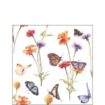 Napkin 25 Butterfly garden white FSC Mix