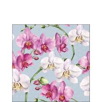 Napkin 25 Elegant orchids blue FSC Mix