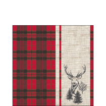 Napkin 25 Deer plaid red FSC Mix