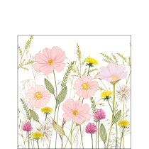 Napkin 25 Pastel flowers white FSC Mix