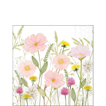 Napkin 25 Pastel flowers white FSC Mix