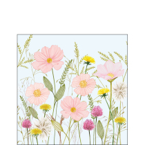 Napkin 25 Pastel flowers blue FSC Mix
