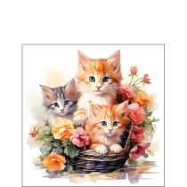 Napkin 25 Kittens in basket FSC Mix