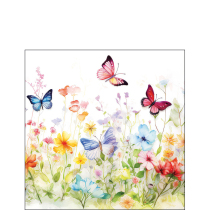 Napkin 25 Butterflies in field white FSC Mix
