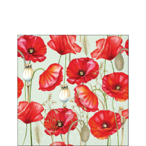 Napkin 25 Poppy all over green FSC Mix