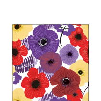 Napkin 25 Colourful flowers lila FSC Mix
