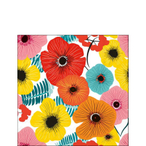 Napkin 25 Colourful flowers red FSC Mix