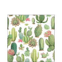 Napkin 25 Blooming cacti white FSC Mix