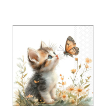 Napkin 25 Kitten and butterfly FSC Mix