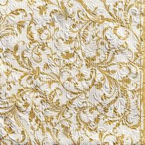 Napkin 33 Elegance Damask white/gold FSC Mix