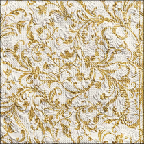 Napkin 33 Elegance Damask white/gold FSC Mix