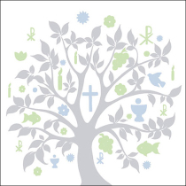 Napkin 33 Communion symbols silver FSC Mix