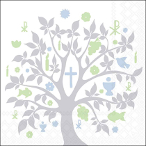 Napkin 33 Communion symbols silver FSC Mix